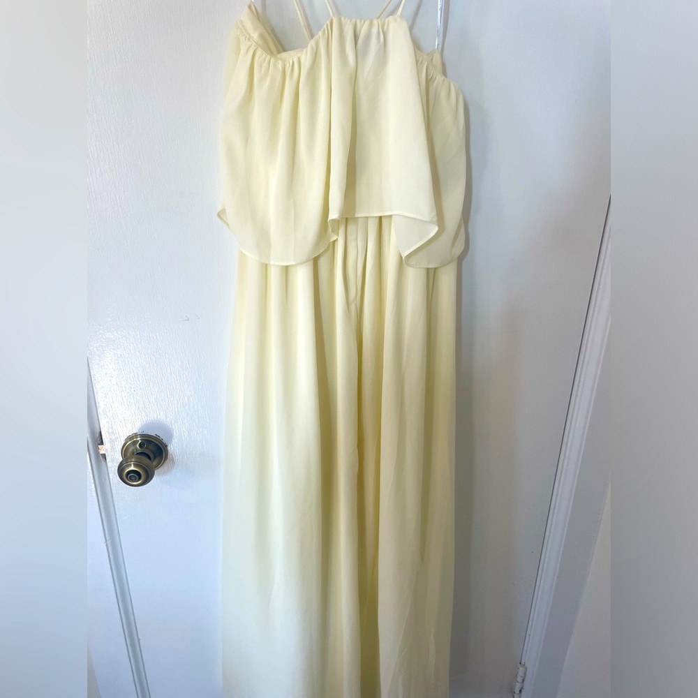 Off white size large Dejavu maxi dress with empire waist and flowy texture